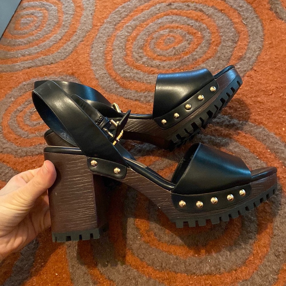 Zara Studded Platform Heeled Lug Sole Sandals